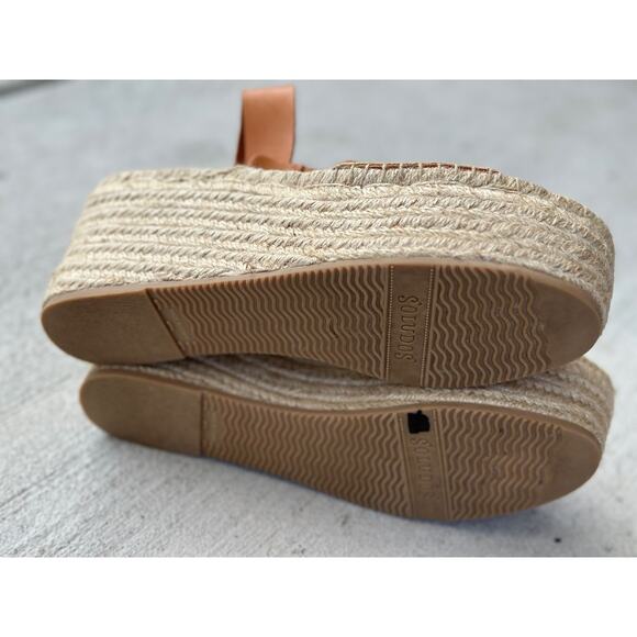 Soludos Minorca Women's 9 Brown Leather Espadrille Platform Sandals Peep Toe - Picture 9 of 11